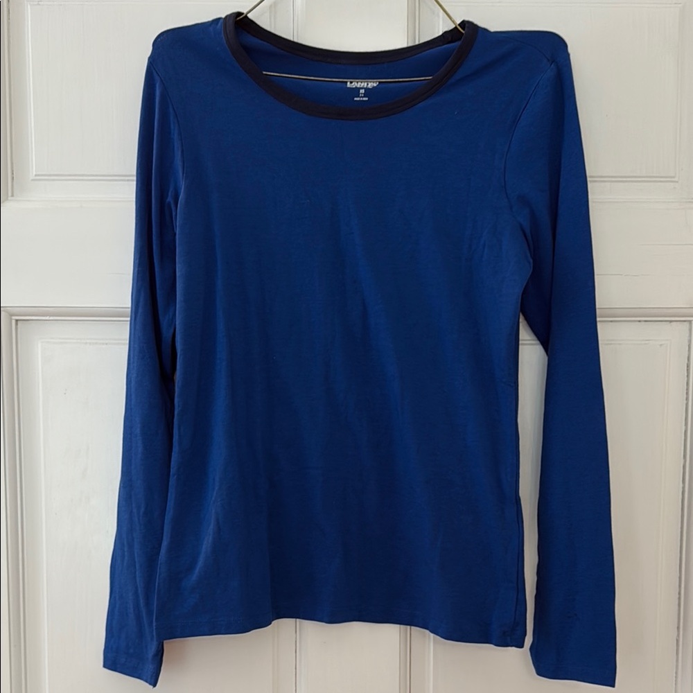 Lands' End Blue Fitted Long Sleeve Tee